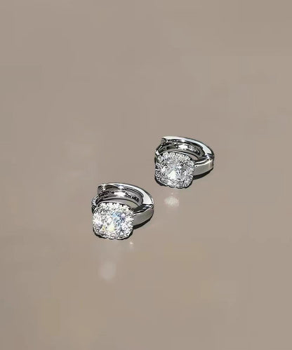 Stylish Silk Alloy Zircon Silver Needle Stud Earrings