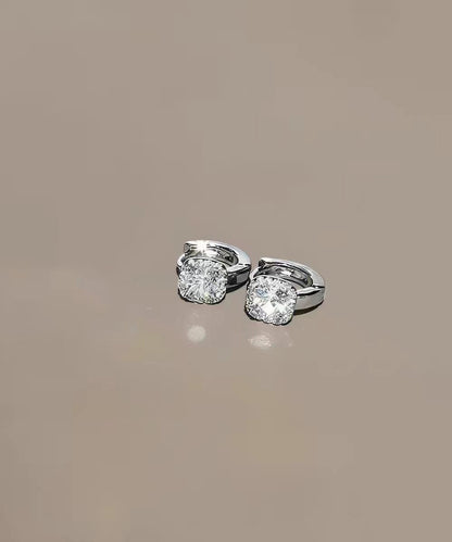 Stylish Silk Alloy Zircon Silver Needle Stud Earrings