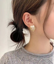 Load image into Gallery viewer, Stylish Silk Metal Zircon Love Pearl Stud Earrings