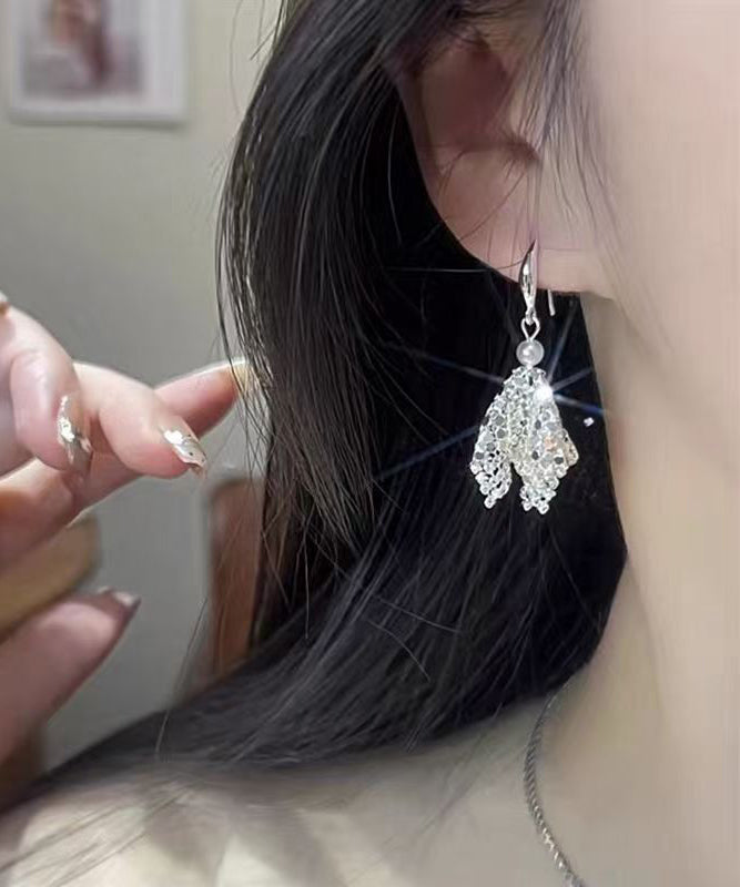 Stylish Silk Metal Zircon Sequins Drop Earrings