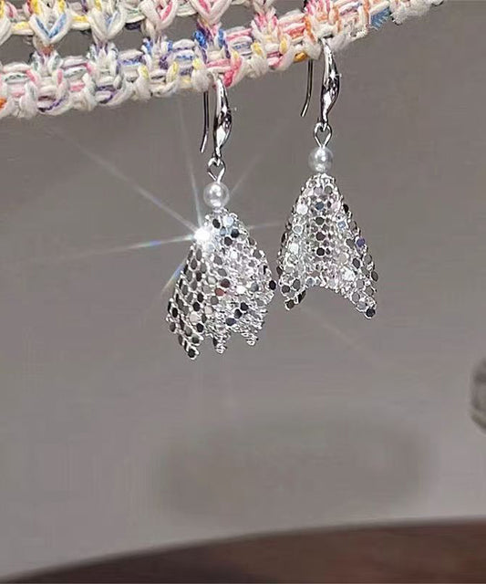 Stylish Silk Metal Zircon Sequins Drop Earrings