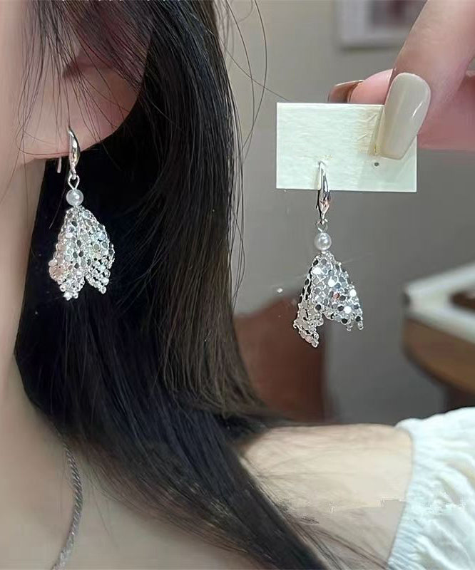 Stylish Silk Metal Zircon Sequins Drop Earrings
