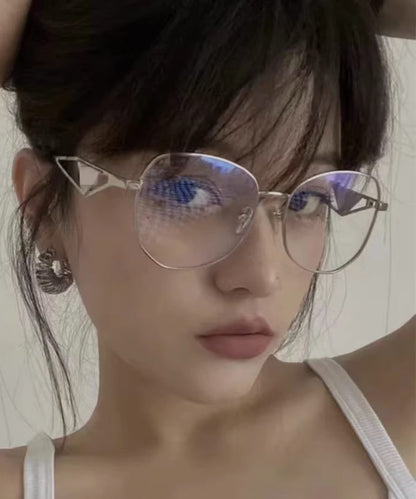 Stylish Silk Titanium Alloy Polygon Blue Light Blocking Full Frame Reading Glasses