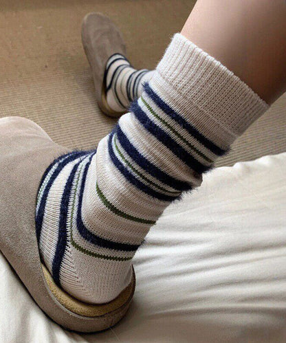 Stylish Striped Cozy Mid Calf Socks Autumn