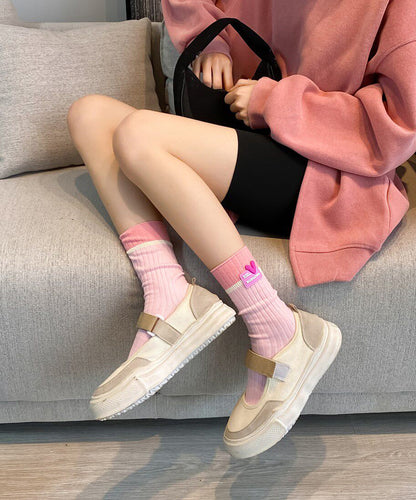 Stylish Sweet Color blocked Cotton Crew Socks