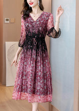 Load image into Gallery viewer, Stylish V Neck Print Drawstring Chiffon Dresses Summer