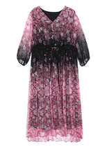 Load image into Gallery viewer, Stylish V Neck Print Drawstring Chiffon Dresses Summer