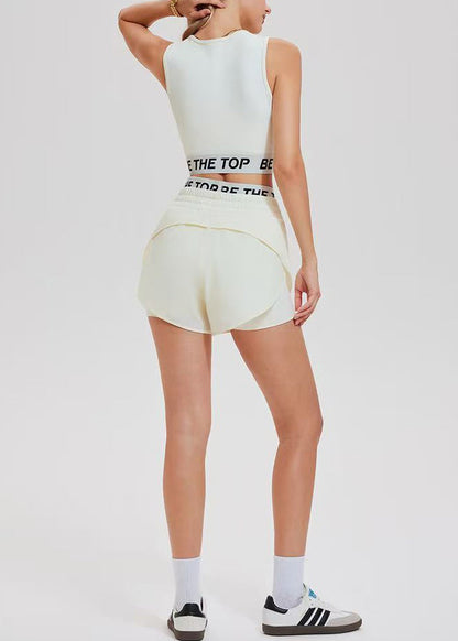 Stylish White Breathable Sleeveless Tennis Sportswear Two Piece Set