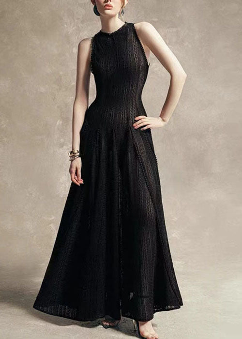 Stylish White Hollow Out Solid Lace Party Dress Sleeveless