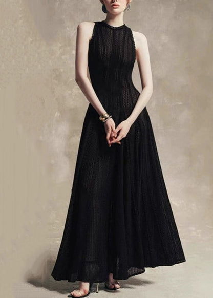 Stylish White Hollow Out Solid Lace Party Dress Sleeveless