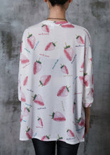 Load image into Gallery viewer, Stylish White Oversized Zircon Strawberry Cotton Shirt Tops Summer