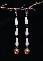 Stylish White Pearl Tassels Long Drop Earrings