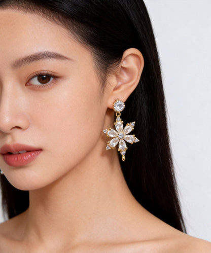 Stylish White Shar Sparkling Zircon Drop Earrings