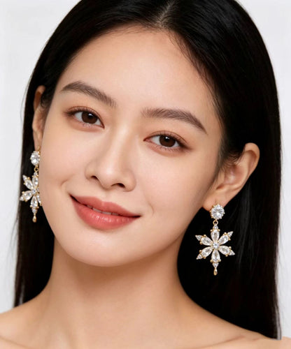 Stylish White Shar Sparkling Zircon Drop Earrings