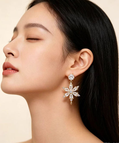 Stylish White Shar Sparkling Zircon Drop Earrings