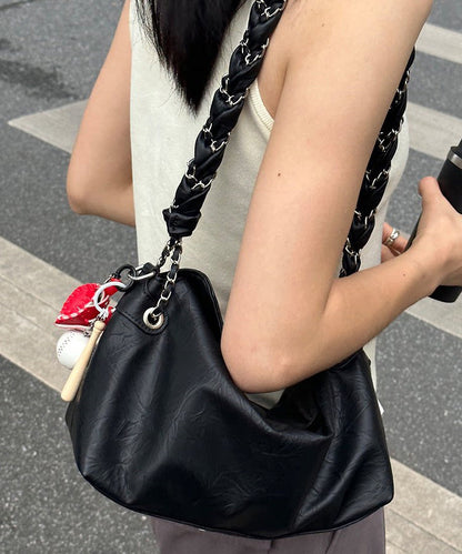Stylish White Twist Chain Faux Leather Shoulder Bag