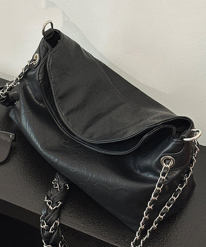 Stylish White Twist Chain Faux Leather Shoulder Bag