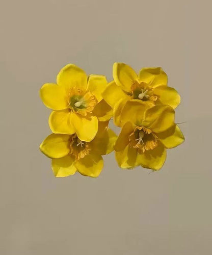 Stylish Yellow Copper Cloth Floral A Pair Hairpin