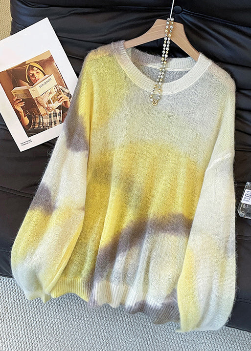 Stylish Yellow O Neck Cozy Thin Knit Sweater Fall