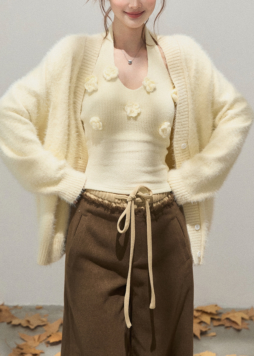 Stylish Yellow Oversized Warm Knit Cardigan Winter