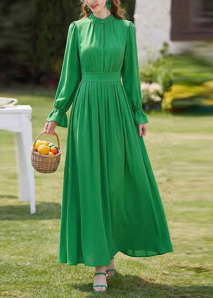 Stylish Yellow Stand Collar Patchwork Chiffon Dresses Long Sleeve