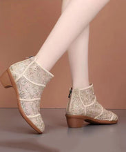 Load image into Gallery viewer, Stylish Yellow Tulle Splicing Sequin Zipper Ankle Boots