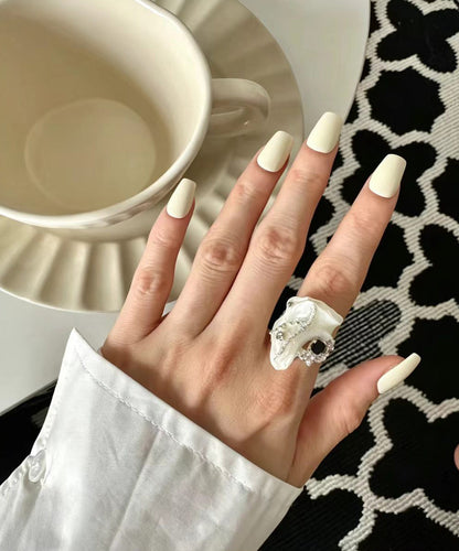 Stylish Zircon Asymmetrical Seashell Open Rings