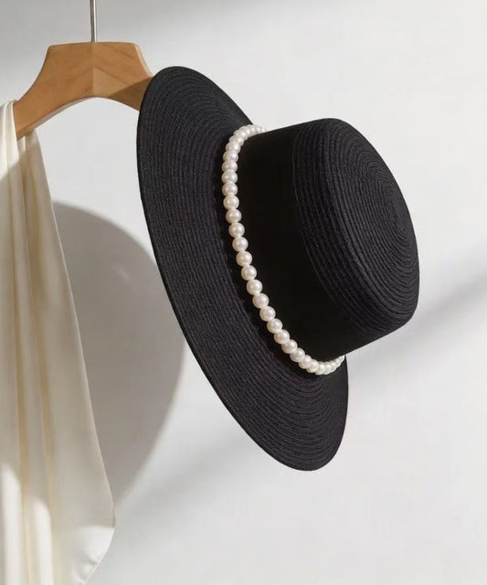 Summer Elegant Black Pearl Holiday Cloche Hat