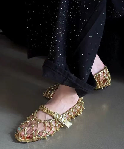 Summer Fashion Black Woven Hollow Out Sandals Buckle Strap