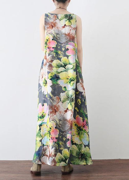 Summer Loose National Style Sleeveless Cotton Vest Long Dress - SooLinen