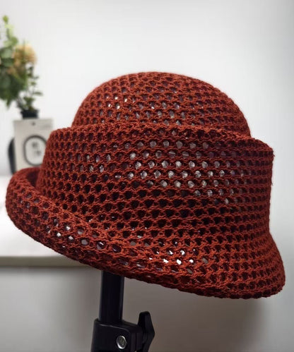 Summer New Khaki Hollow Breathable Design Bucket Hat