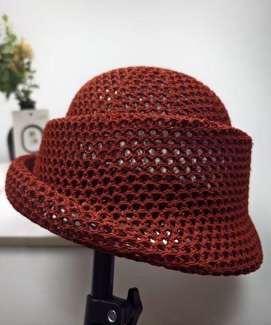 Summer New Khaki Hollow Breathable Design Bucket Hat