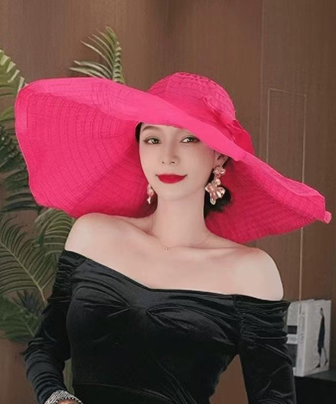 Summer Rose Big Hat Eaves Folding Beach Vacation Sun Hat