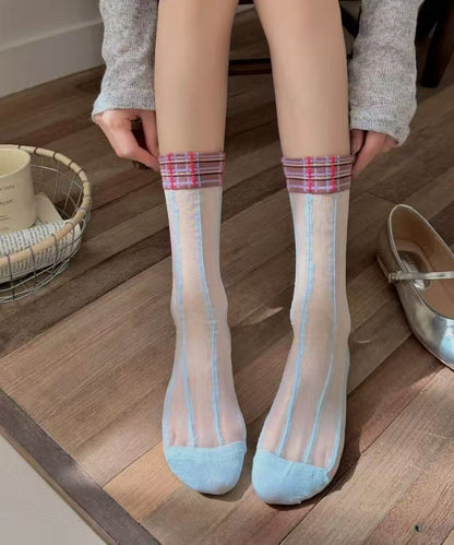Summer Thin And Sweet Jacquard Mid Calf Socks