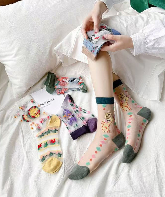 Summer Thin Japanese Cartoon Transparent Mid Calf Socks