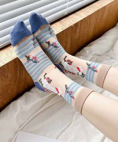 Summer Thin Japanese Cartoon Transparent Mid Calf Socks