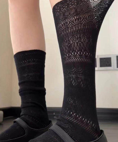 Summer Thin Mesh Hollow Breathable Mid Tube Socks