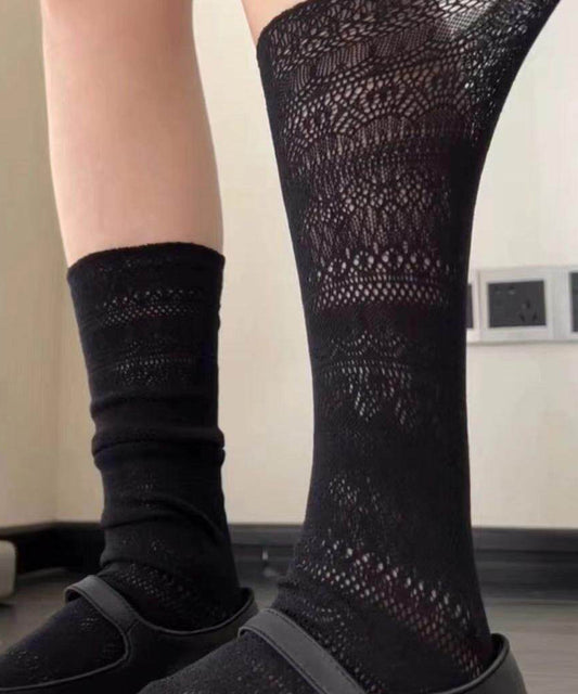 Summer Thin Mesh Hollow Breathable Mid Tube Socks