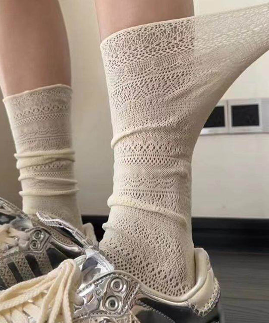 Summer Thin Mesh Hollow Breathable Mid Tube Socks