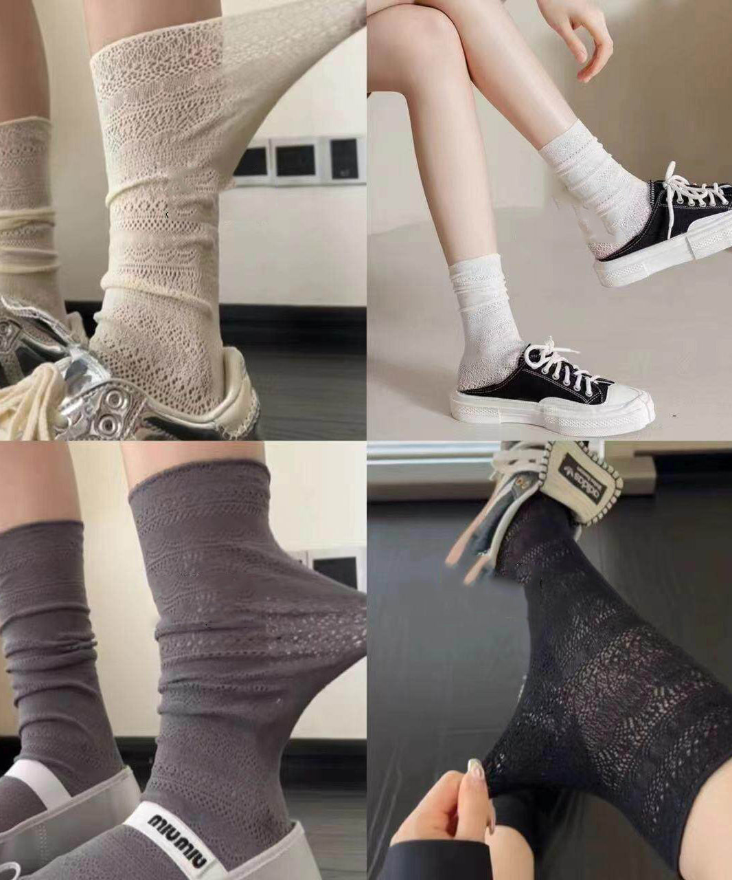 Summer Thin Mesh Hollow Breathable Mid Tube Socks