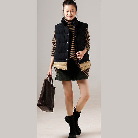 Sweater pullover Vintage high neck khaki thick  Art knitted tops striped