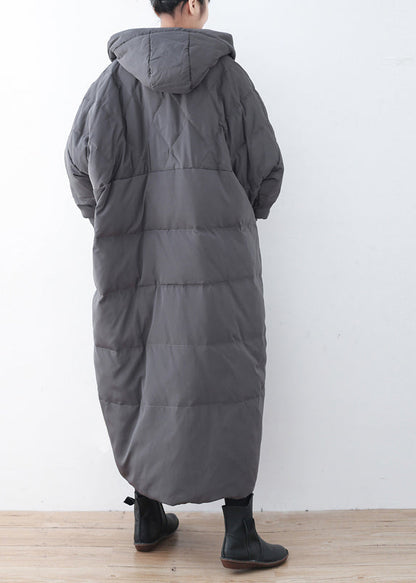 Limited Stock-Gray Warm Down Coat Plus Size Parka thick Hooded Maxi Cardigan