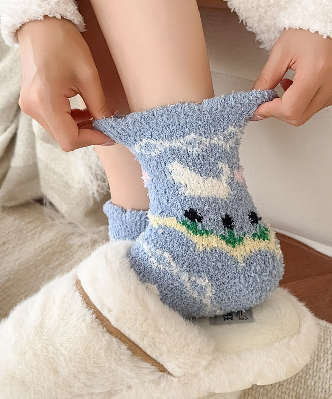 Thick And Warm Coral Fleece Mid Tube Socks For Autumn And Winter