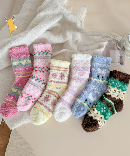 Thick And Warm Coral Fleece Mid Tube Socks For Autumn And Winter