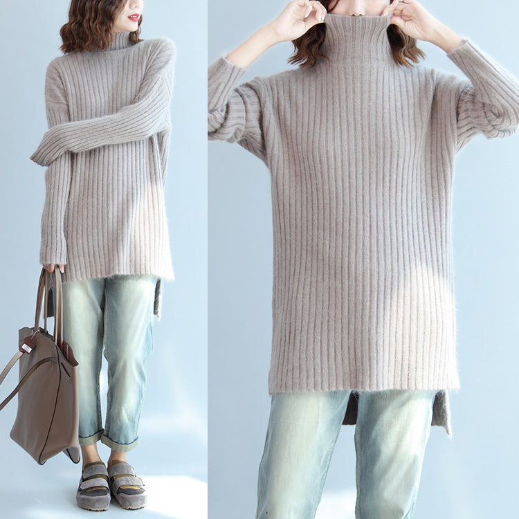 Thick warm woolen high neck sweater loose  fit casual long sleeve knitted sweaters
