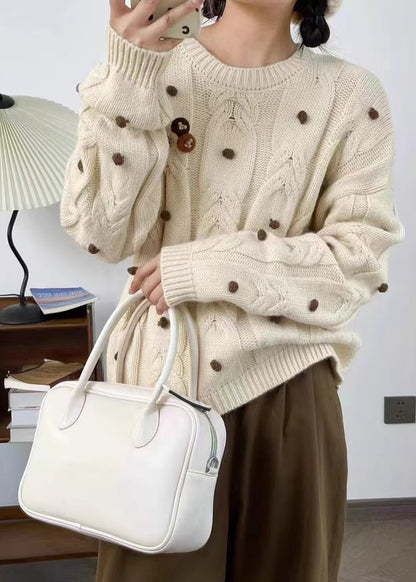 Unique Apricot Oversized Cable Knit Sweaters Winter