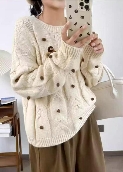 Unique Apricot Oversized Cable Knit Sweaters Winter