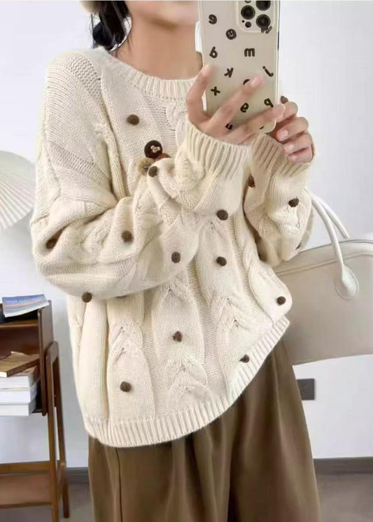 Unique Apricot Oversized Cable Knit Sweaters Winter