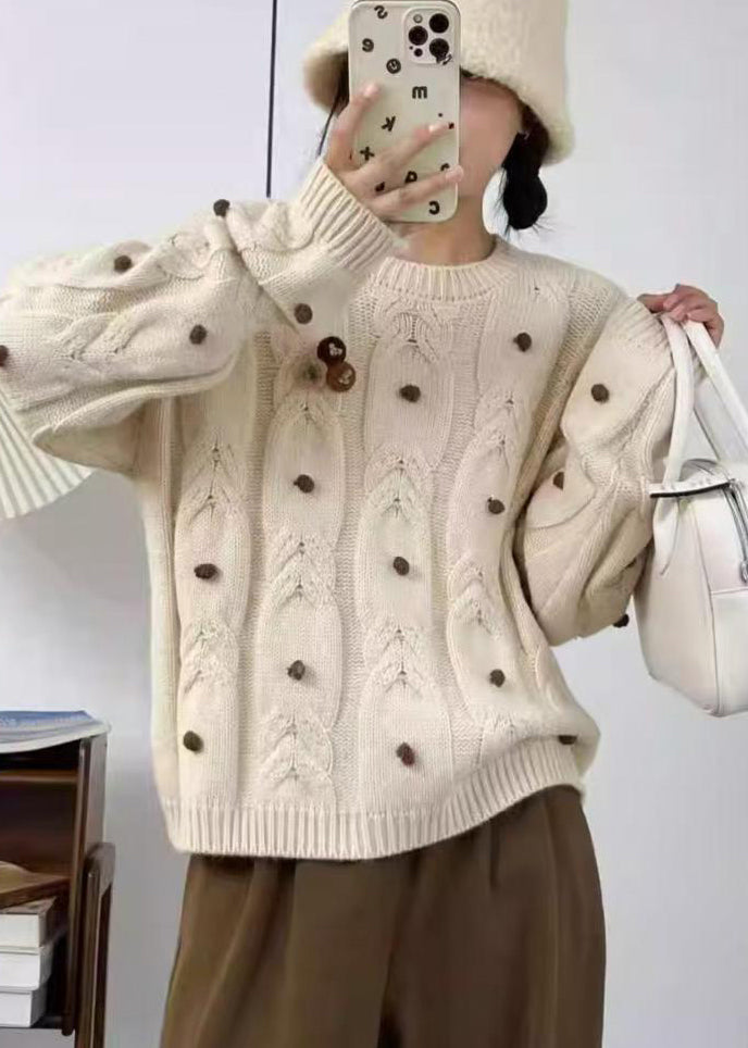 Unique Apricot Oversized Cable Knit Sweaters Winter