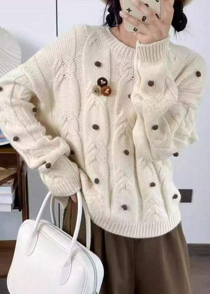 Unique Apricot Oversized Cable Knit Sweaters Winter